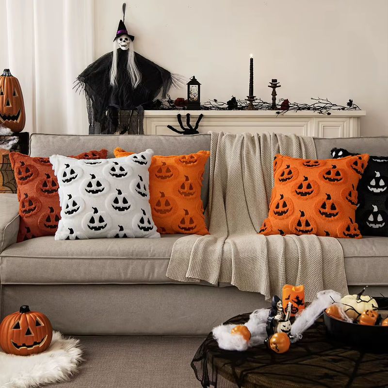 APWIKOGER Halloween Kissenbezug mit Geist und Kürbis aus weichem Plüsch, B/B: 45 x 45 cm - Bild 4