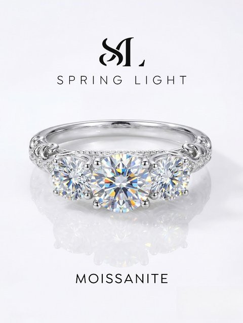 Ring 925 Silber, Moissanit-Diamant, Damen - Bild 1