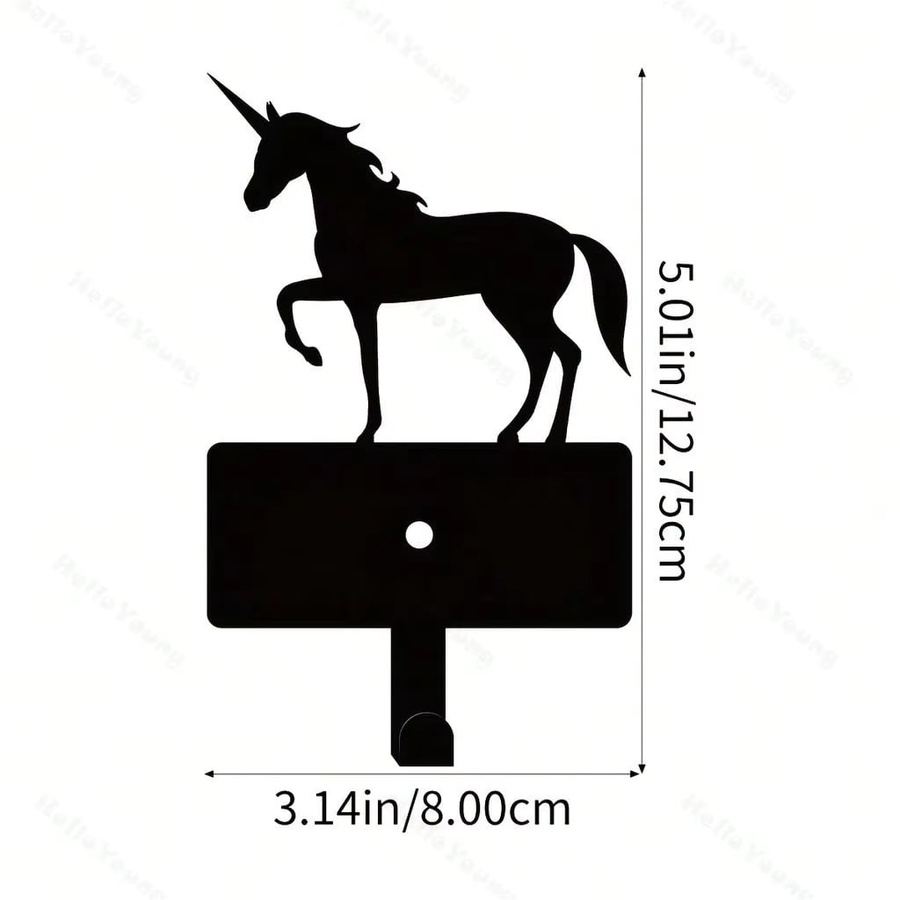 CIFBUY Einhorn-Wandhaken aus Metall in Schwarz für Küche, Bad und Eingangsbereich - Bild 2
