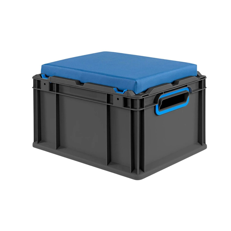 PROREGAL Eurobox Nextgen Seat Box Sitzbox Blau Schwarz 20 Liter H x B x T: 26,5 x 30 x 40 cm - Bild 2