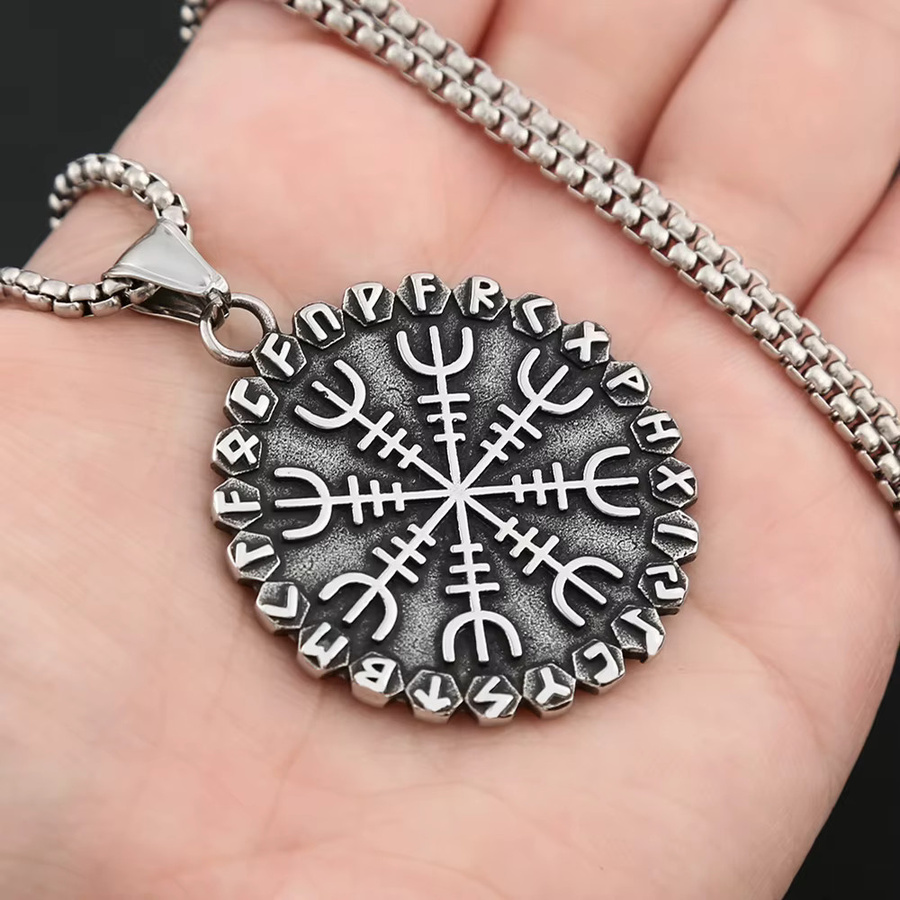 NORTHMAN Halskette, Vegvisir Anhänger, Edelstahl, Herren - Bild 3