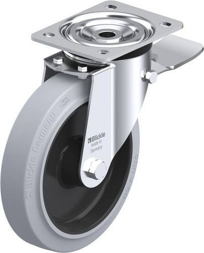 Blickle L-POEV 200XR-ST-SG Lenkrolle mit Feststeller in Grau, Rad-Durchmesser: 20 cm, Tragfähigkeit: 400 kg - Bild 1