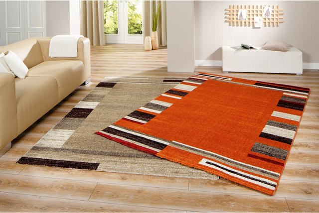 Peyer Syntex 1 Teppich Amber in Orange und Multicolour mit Bordüre, B/T: 160 x 230 cm - Bild 1