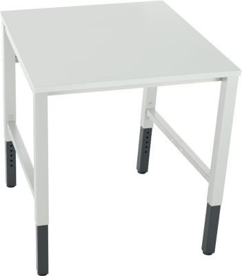 Schäfer Shop Pure Arbeitstisch AST31, manuell höhenverstellbar, Melaminplatte, 4-Fuß, Belastbarkeit bis 500 kg, Farbe: lichtgrau, B/T/H: 75,0 x 80,0 x 80,0-103,0 cm - Bild 1