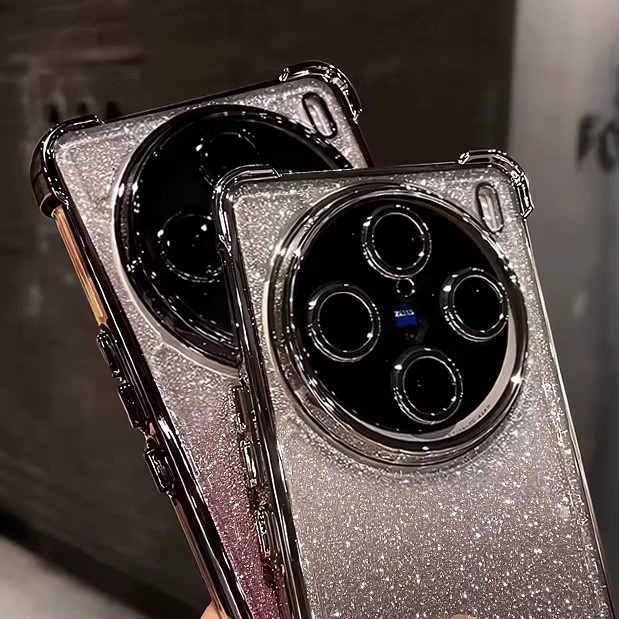 Stoßfeste Silikon Schutzhülle mit Glitter und Objektivschutz für VIVO X300 und X300 Pro in Gold - Bild 2