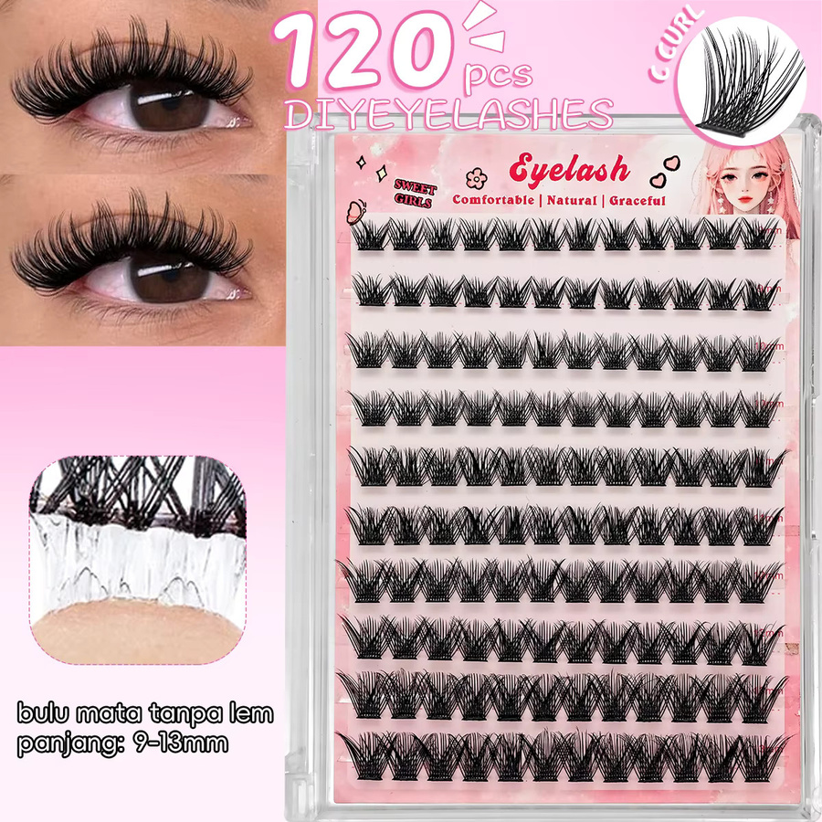 zhonghuirong Cluster-Wimpern, C-Curl, 9-13 mm, 120 Stück, natürlich - Bild 2