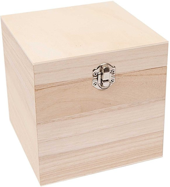 Rico Design Schatulle quadratisch Natur Holz B/T/H: 11,5 x 11,5 x 11,5 cm - Bild 1