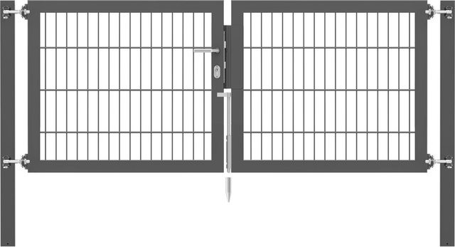 Doppeltor Flexo Plus in Anthrazit mit Pfosten, Breite: 200 cm, Höhe: 80 cm, Pfosten B/T/H: 80 x 80 x 80 cm - Bild 1