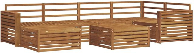 vidaXL Outdoor-Sofagarnitur 7-teilig aus Akazienholz in Braun mit L-Form und Tisch - Bild 1
