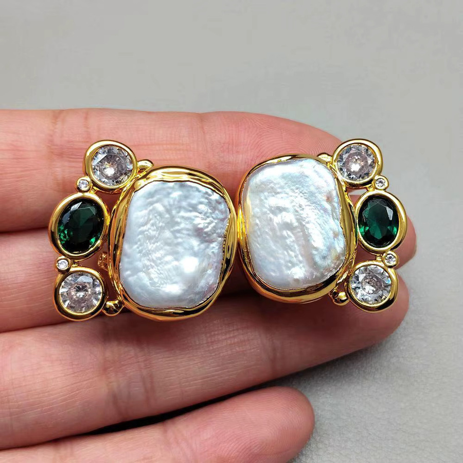 Ohrstecker SETTIMANA, Perle, Zirkonia, Gold, Unisex - Bild 2