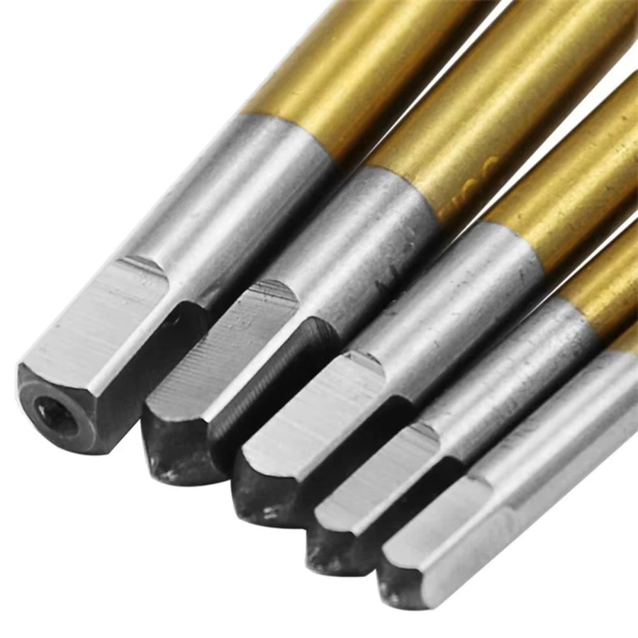 Skeyo 5er Set Metrische Gewindebohrer aus HSS mit Titan-Beschichtung in Gold, M3 bis M8 - Bild 5