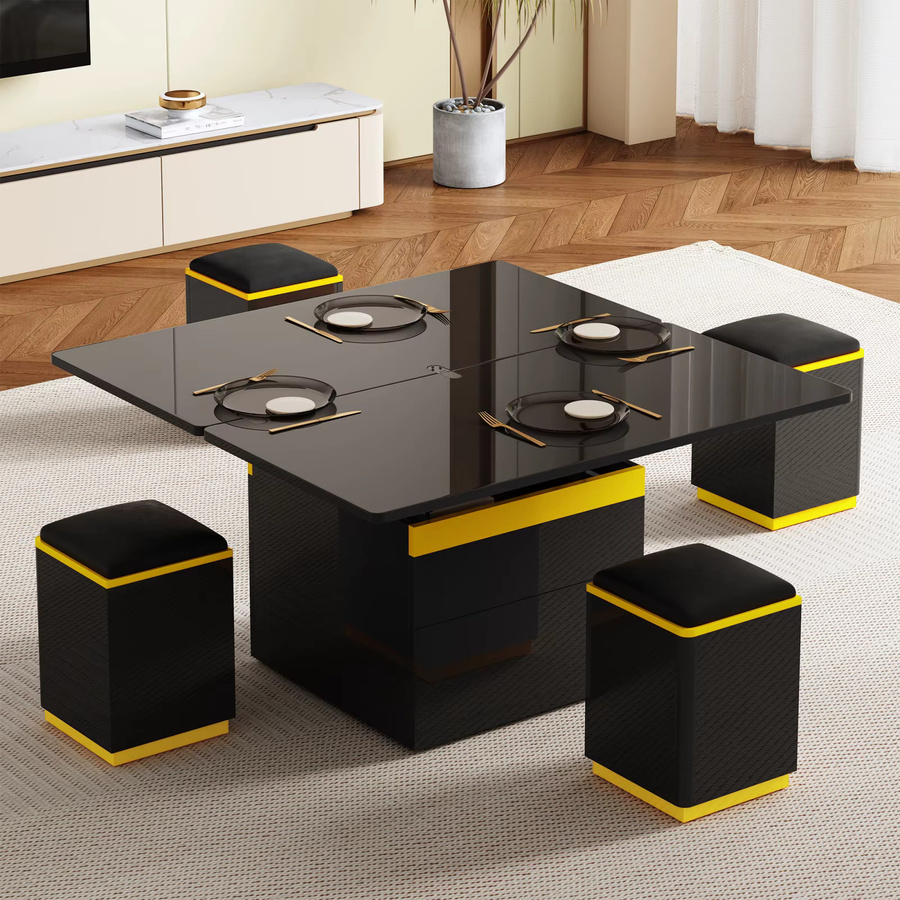Anajqaqia Multifunktionaler Couchtisch als klappbarer Esstisch und Beistelltisch, höhenverstellbar, B/T/H: 100 x 50 x 43 cm - Bild 3