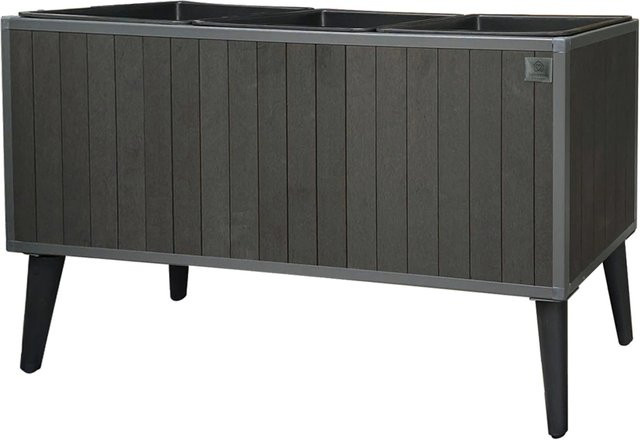 LAMORENDA Pflanzgefäß aus WPC mit Einsatz für Innen- und Außenbereich, Anthrazit, B/T/H: 79,5 x 27,5 x 46 cm - Bild 1