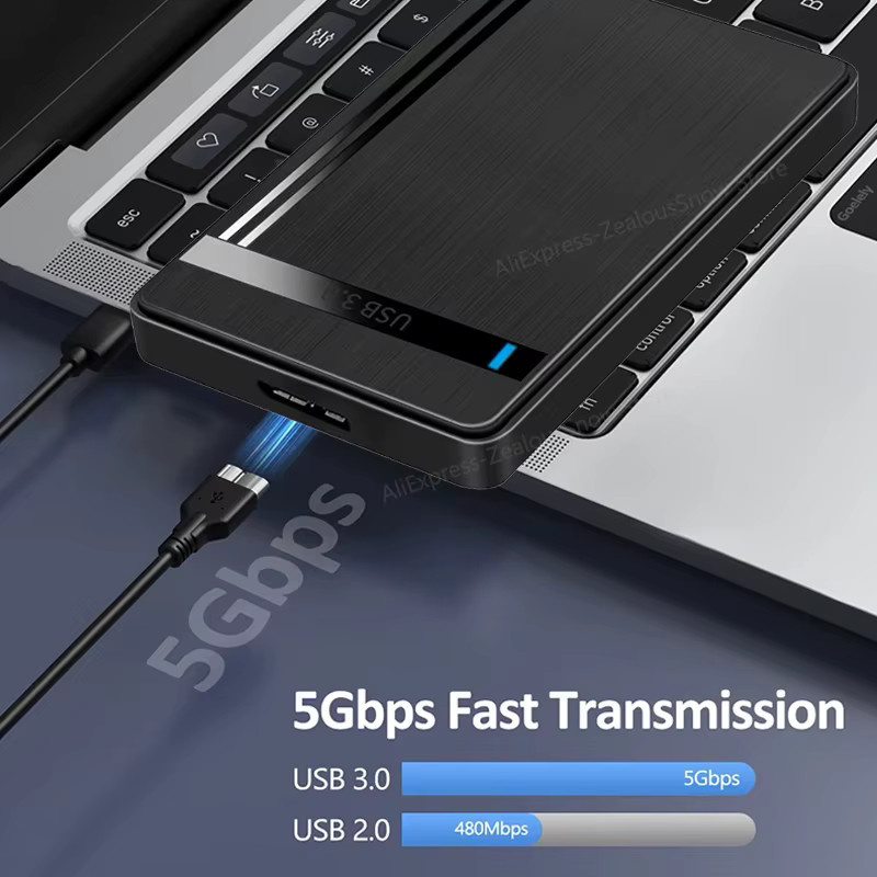 Kebidu USB 3.1 2,5 Zoll SATA HDD SSD Gehäuse mit UASP Unterstützung, Schwarz - Bild 2