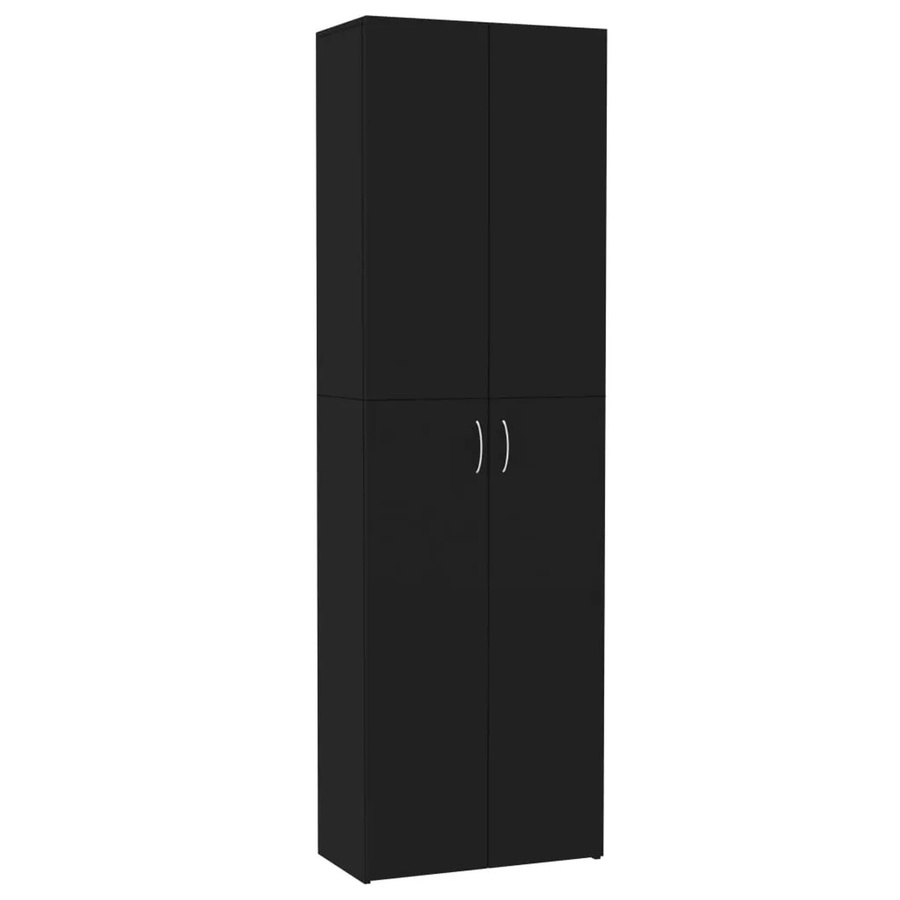 vidaXL Büroschrank aus Holzwerkstoff in Schwarz mit Schwenktüren, B/T/H: 60 x 32 x 190 cm - Bild 2