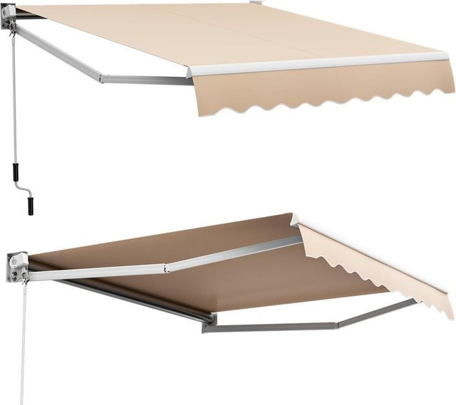 GOFLAME Terrassenmarkise mit Aluminiumrahmen und Handkurbel, wasserdichte Sonnenmarkise mit beweglichen Armen, Breite: 245 cm, Tiefe: 245 cm - Bild 1