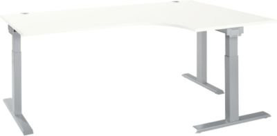 Schäfer Shop Select Winkelschreibtisch ERGO-T 2.0 mit 90 Grad Winkel, Ansatz rechts, T-Fuß, Farbe Weiß, B: 200 cm, T: 120/80 cm, H: 67,5-89,5 cm - Bild 1