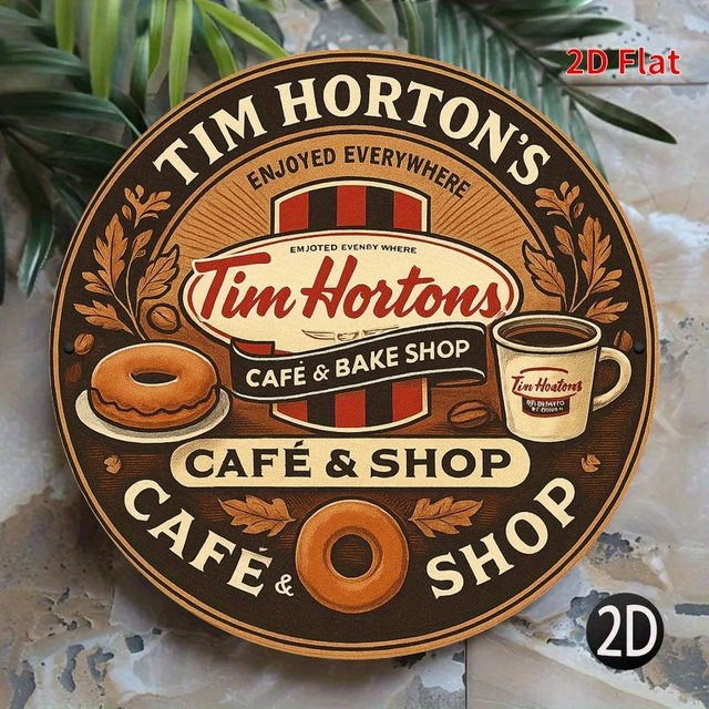 Rundes Metallschild Tim Hortons Cafe & Bakery Shop von Potdemiel in Multicolour, Durchmesser: 20 cm - Bild 1