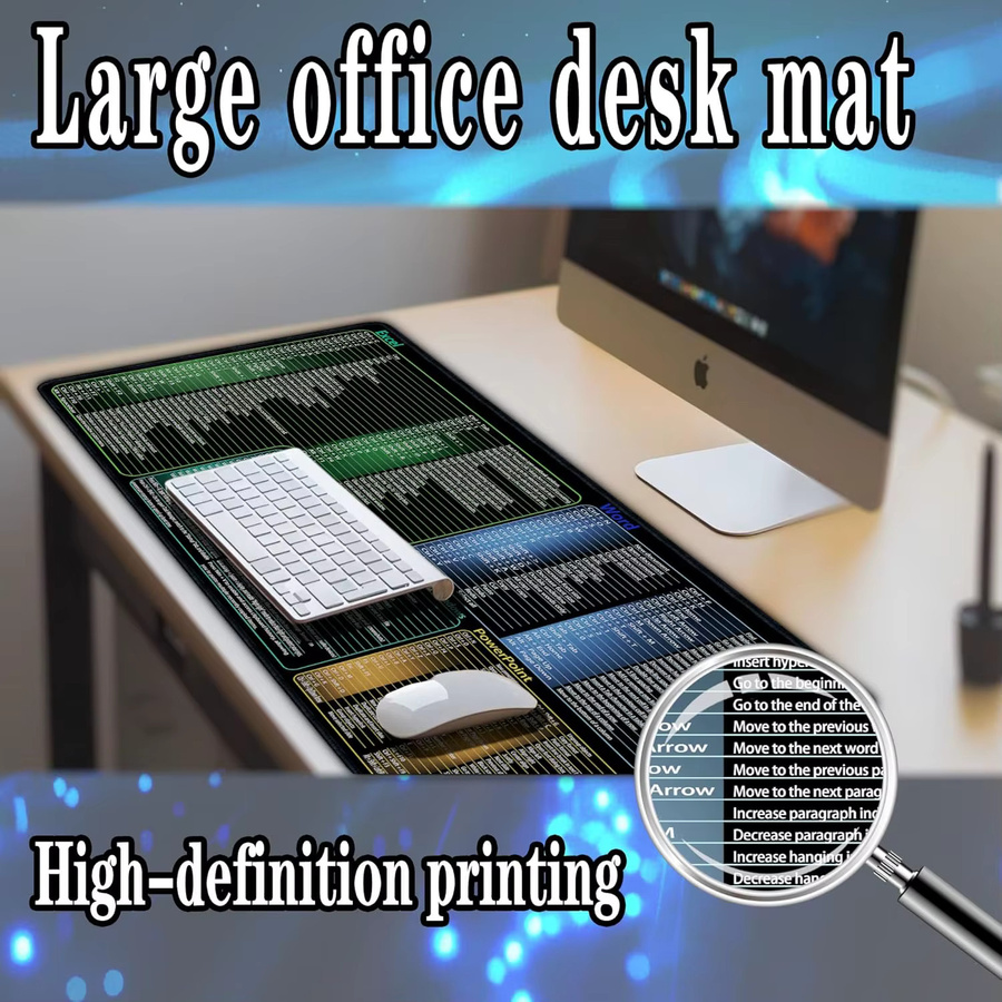 YSAGi Mauspad mit Excel, Word, Windows und PowerPoint Tastatur-Verknüpfungen, Schreibtischunterlage in Schwarz, B/T: 60,0 x 30,0 cm - Bild 4