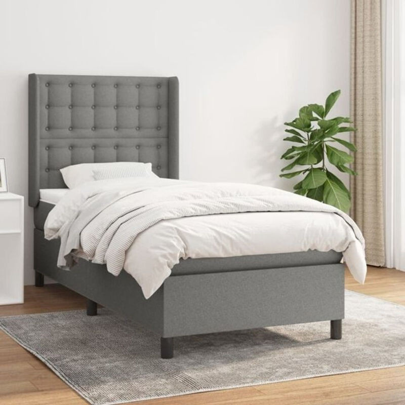 vidaxl Boxspringbett mit Matratze aus Stoff in Anthrazit Grau B/T/H: 80 x 200 cm - Bild 1