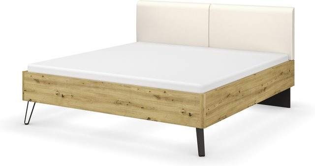 Bett vito SEAMO in Lederoptik, Farbe Beige oder Grau, B/T/H: 180 x 200 x 187 cm - Bild 1