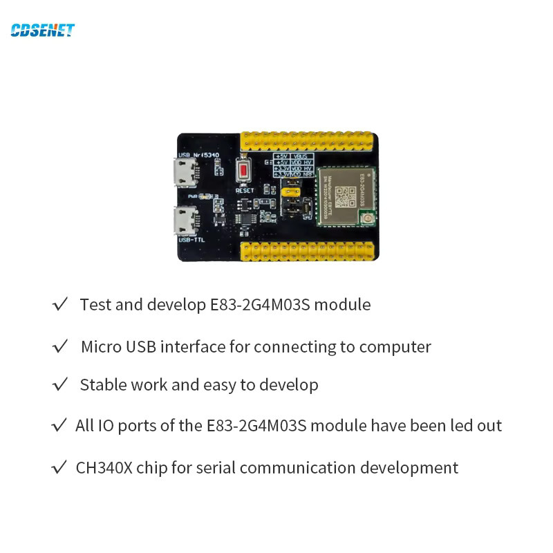 CDSENT E83-2G4M03S-TB Testboard für 2,4GHz NRF5340 Drahtloses RF-Modul mit BLE5.2 PCB-Antenne und USB-C Anschluss in Schwarz - Bild 2
