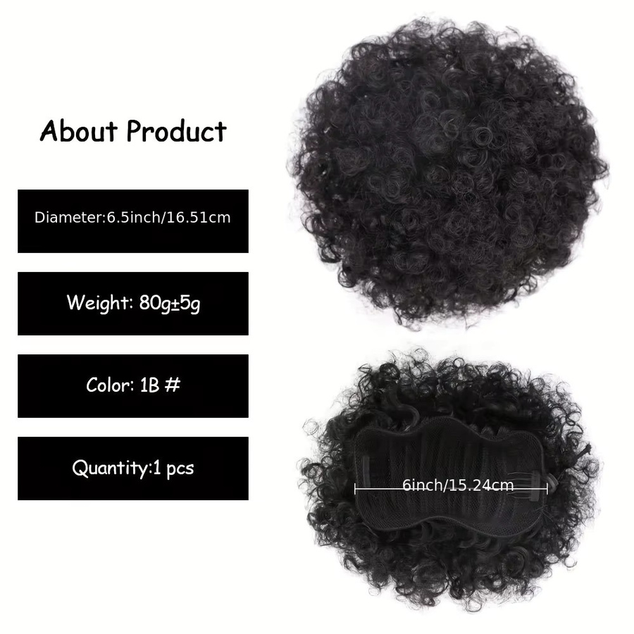 SHUOXIU Afro Puff Pferdeschwanz Verlängerung, Schwarz 1b, 80 g, Damen - Bild 3