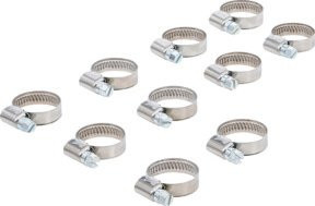 BGS Schlauchklemmen 8095 aus rostfreiem Edelstahl in Silber, 10-teiliges Set, Durchmesser: 16 mm bis 25 mm - Bild 1