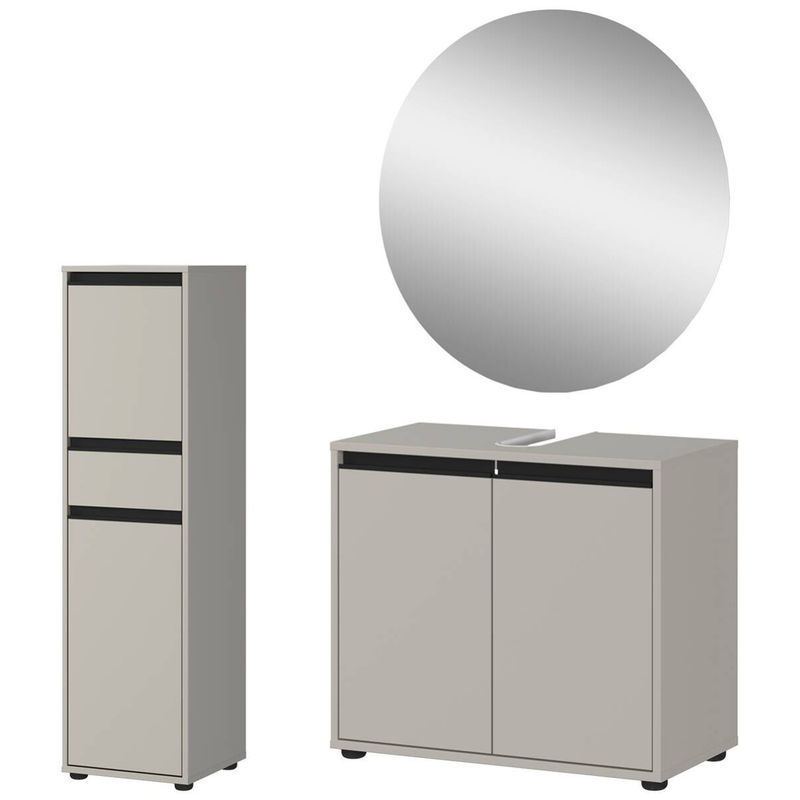 Germania Badezimmer-Set in Weiß mit Waschbeckenunterschrank, Midischrank und Spiegel, B/H/T: 108 x 200 x 34 cm - Bild 2