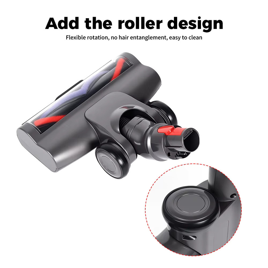 Elektrischer Rollenbürstenkopf für Dyson V7 V8 V10 V11 V15 mit Schnellverschluss für Hartböden und Kurzflor-Teppiche aus Kunststoff - Bild 5