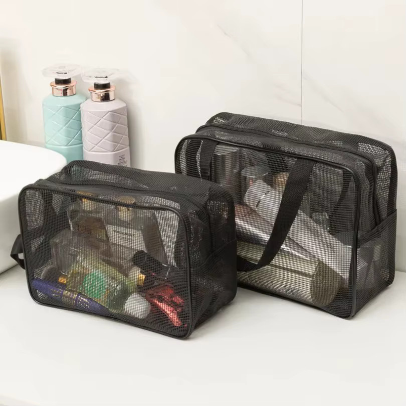 Tragbare Netz-Kulturtasche von seacelery als Toilettenartikel-Organizer und Abflusskorb in Schwarz oder Grau - Bild 4