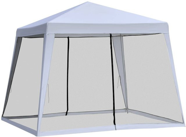 Outsunny Pavillon mit Giebeldach aus Stahl und Polyester in Grau, B/H/L: 300 x 245 x 300 cm - Bild 1