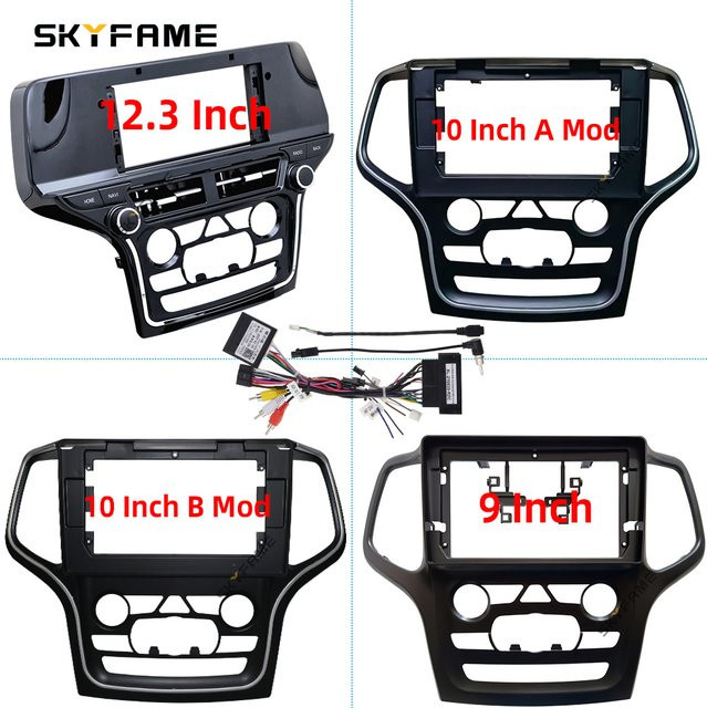 SKYFAME Auto-Rahmenadapter mit Canbus Box für Android Radio Armaturenbrett-Einbausatz für Jeep Grand Cherokee, Schwarz, 9/10/12,3/13,1 Zoll - Bild 1