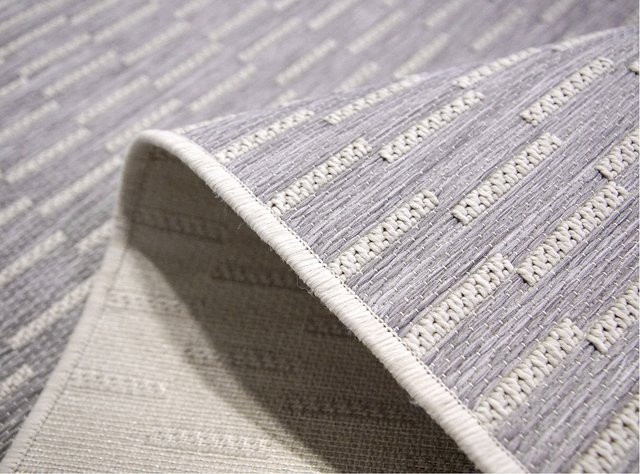 Peyer Syntex 1 Teppich Jersey in Silber mit Streifenmuster, B/T: 200 x 290 cm - Bild 1