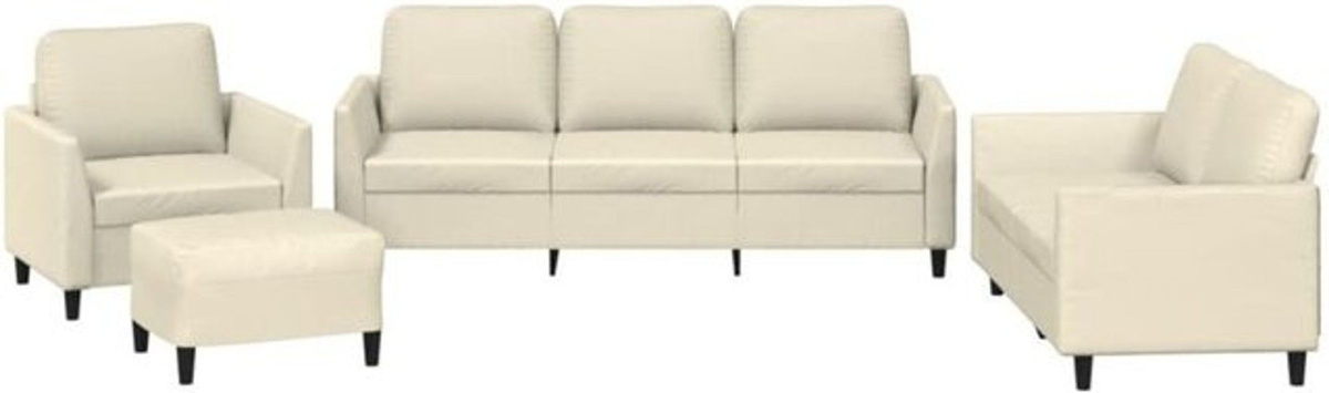 Vidaxl 4-tlg. Sofagarnitur in Beige aus Kunstleder mit Metallgestell im modernen Design - Bild 1