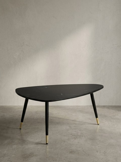 KADIMA DESIGN Couchtisch in Marmor-Optik mit Metall-Gestell, dreieckig, Schwarz, B: 90 cm, T: 60 cm, H: 41 cm - Bild 1