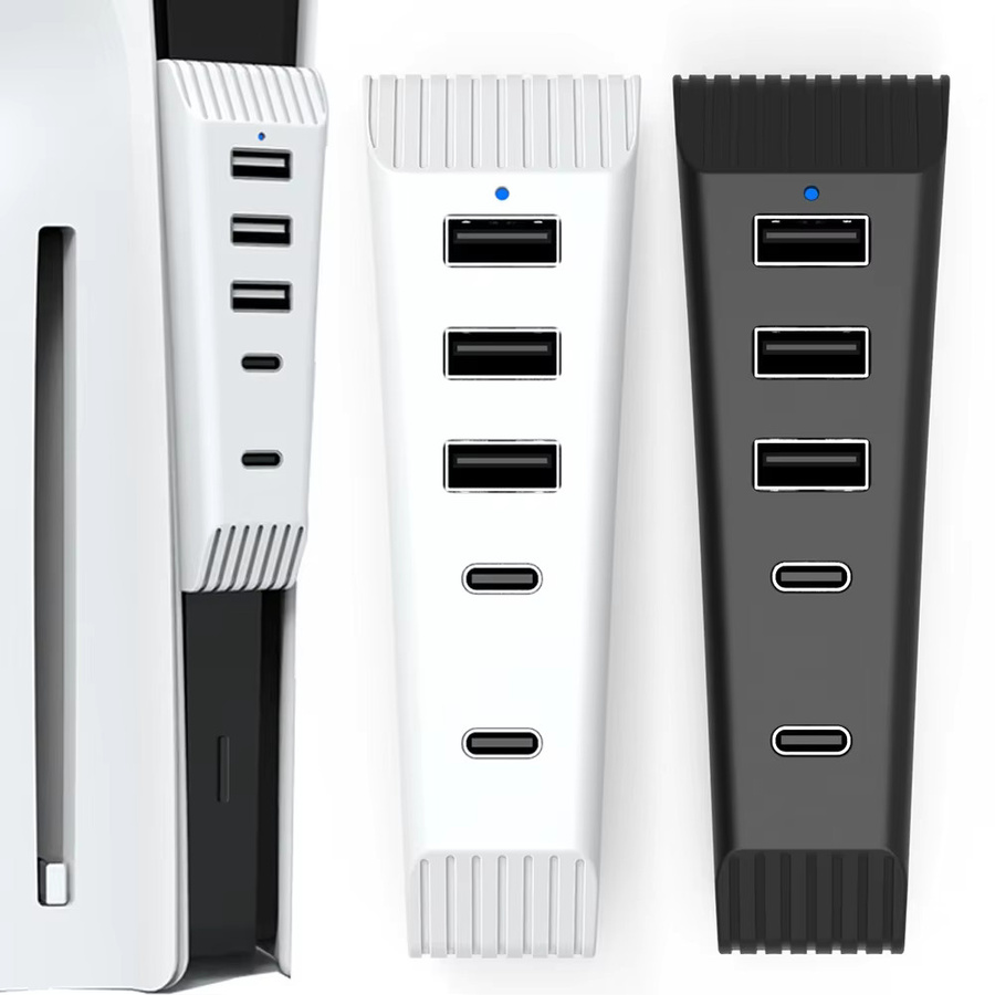 5-in-1 USB Splitter Erweiterungs-Hub für PS5 Slim Konsole Disc & Digital mit 3 USB-A und 2 Typ-C Anschlüssen - Bild 2