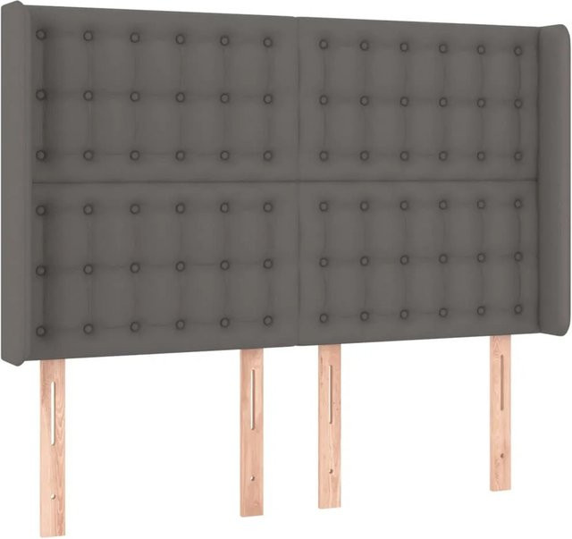 vidaXL LED Kopfteil Grau aus Kunstleder mit USB-Ladeanschluss und integrierter Beleuchtung, B/T/H: 147 x 16 x 118 cm - Bild 1