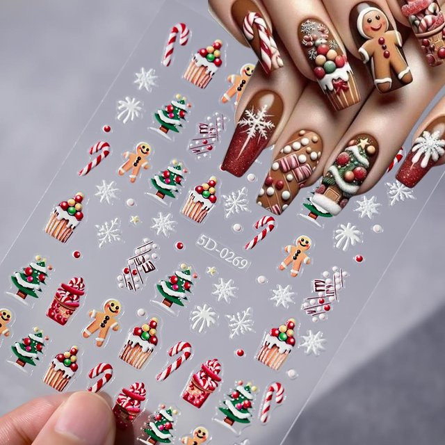 MAFANAILS Nagelaufkleber Lebkuchen Mann Schneeflocke, Unisex - Bild 1
