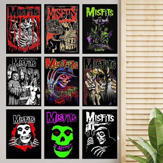 Misfits Horror Punk Rock Wandaufkleber Retro Motiv in Mehrfarbig als selbstklebender Wanddekor für Wohnzimmer und Bar - Bild 1