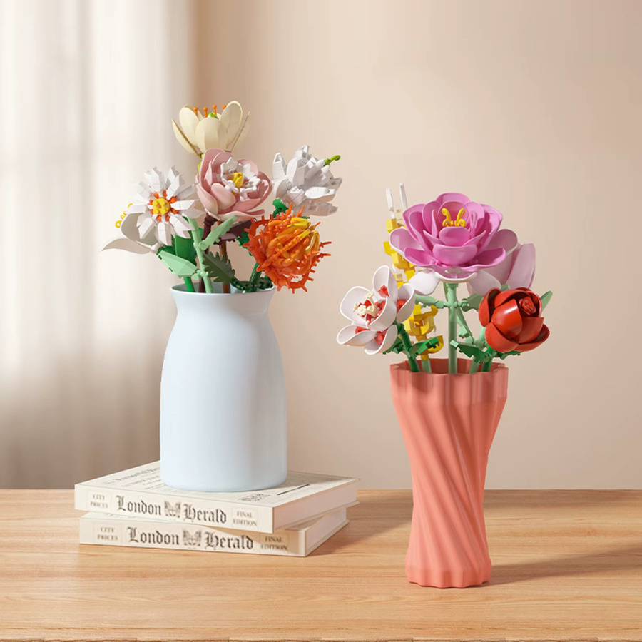 wishiot Simulation Rose Sonnenblume Blumen Mini Bausteine, DIY Ziegel Spielzeug - Bild 1