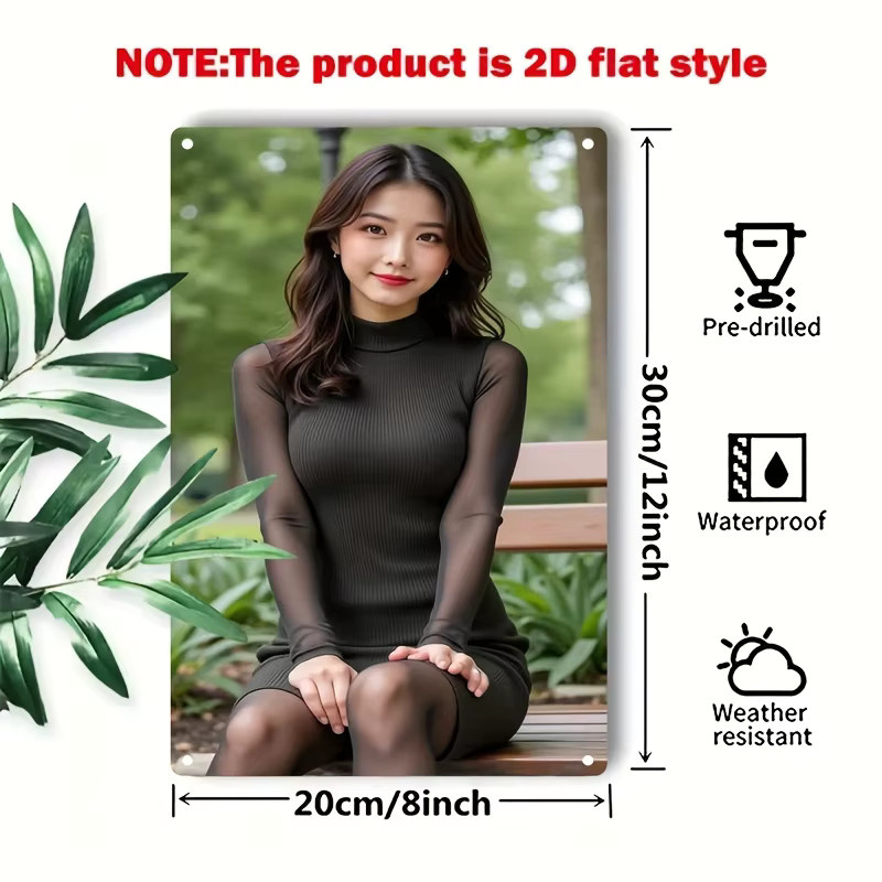 CIFBUY Metall-Wandkunst mit Frauenporträt im koreanischen minimalistischen Stil, Schwarz und Mehrfarbig - Bild 3