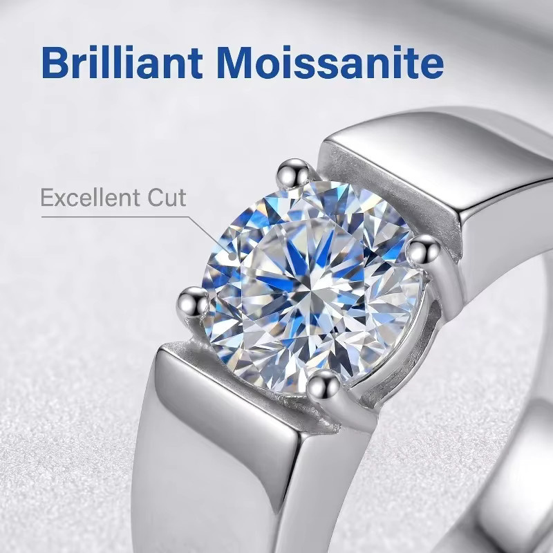 BJXMOSO Ring 925 Silber, Moissanite, Herren - Bild 3