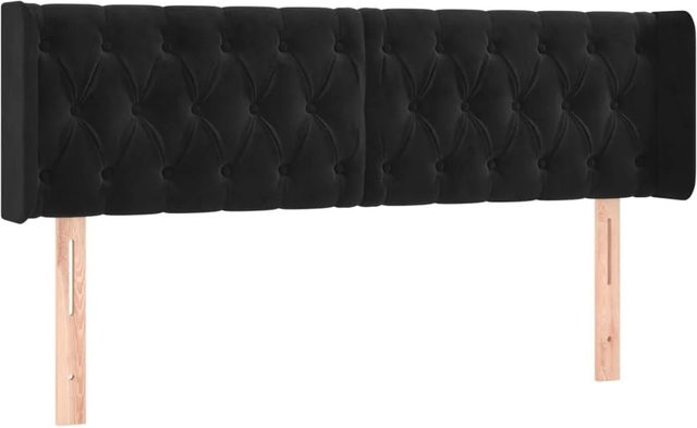 vidaXL LED Kopfteil aus Samt in Schwarz mit USB-Ladeport und integrierter Beleuchtung, B/T/H: 147 x 16 x 78/88 cm - Bild 1