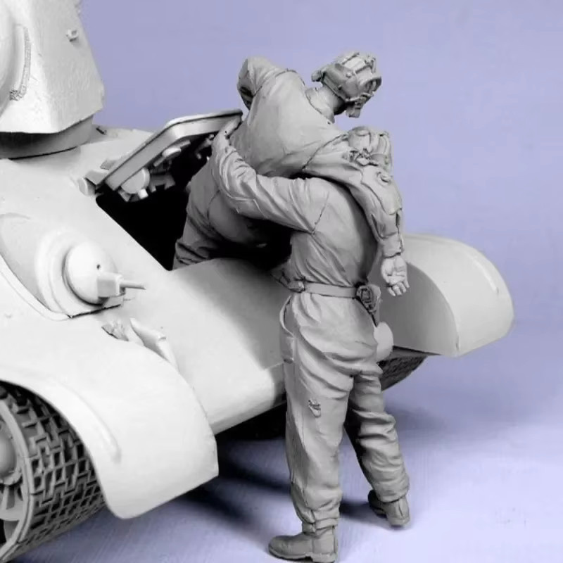 BAANFU Harzfiguren-Modellbausätze historische Militärpanzer-Crew, 2-teiliges Set, Maßstab 1:35 - Bild 2