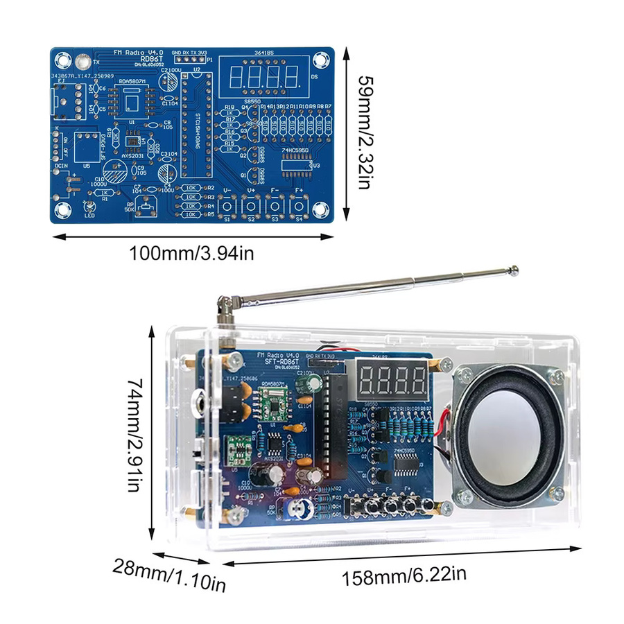Diymore DIY FM-Radio Elektronik-Bausatz mit digitaler Anzeige und RDA5807M Modul für dein Lötprojekt zur Übung - Bild 4
