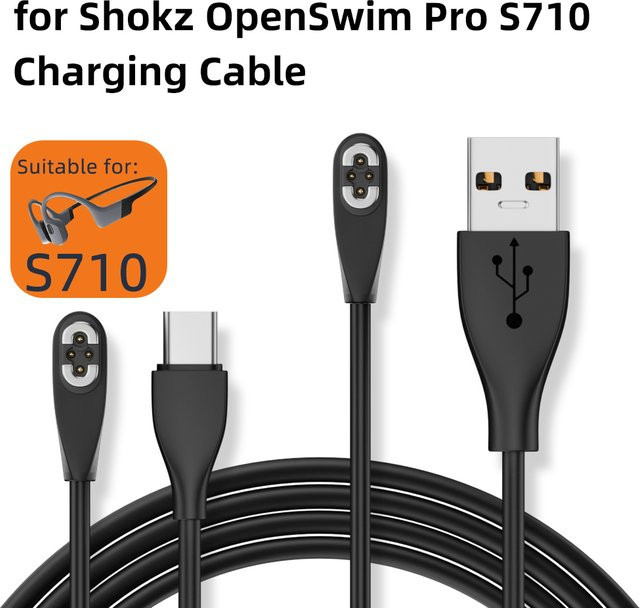 Shokz USB-C Magnetisches Ladeadapterkabel für OpenSwim Pro S710 Knochenleitung Kopfhörer in Schwarz - Bild 1