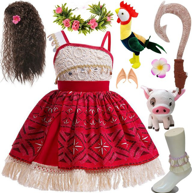 Disney Moana Princess Girl Cosplay Kostüm, Set mit Zubehör, Plüsch / Textil - Bild 1