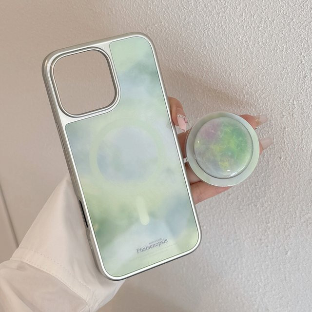 MUQGEW Handyhülle mit koreanischem Farbverlauf und Marmor-Muster für iPhone 17, 16, 15, 14, 13, 12 (Pro Max), magnetische Halterung, stoßfeste Hartschale, Multicolour - Bild 1