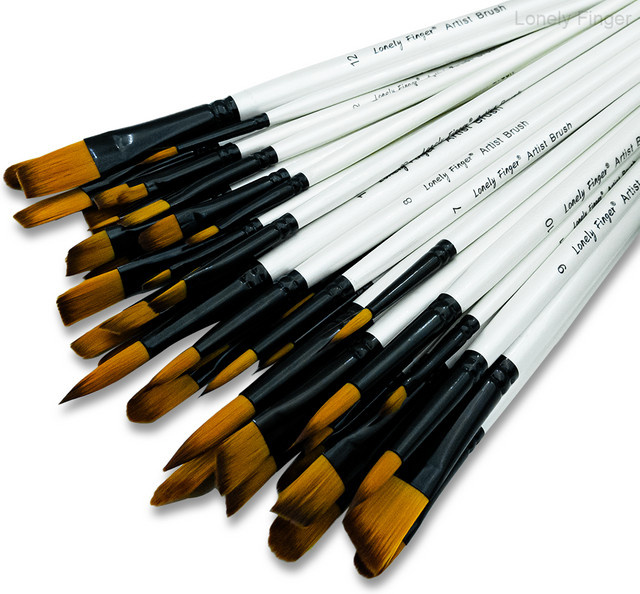 Set mit 12 oder 48 Pinseln in verschiedenen Größen für Aquarell, Acryl, Gouache, Tinte und Tempera, mehrfarbig - Bild 1